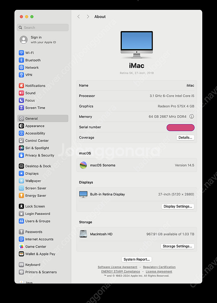 [판매] 아이맥 27인치 2019년 RAM 64GB S...--2