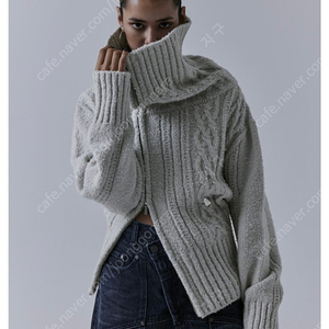 트리밍버드 Off-shoulder Knit Zip-up Grey