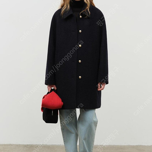 던스트 부클 울 하프코트 다크네이비 BOUCLE WOOL HALF COAT DARK NAVY