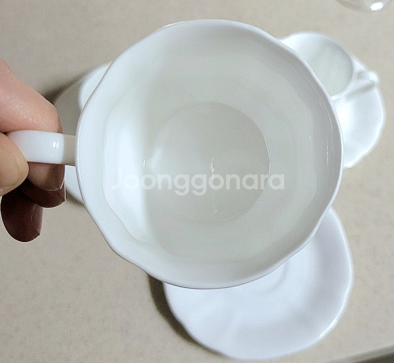 한국도자기 본차이나 화이트 찻잔세트 6p--2
