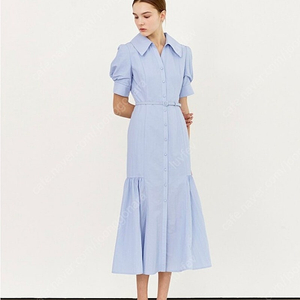 브라이드앤유 MARGARET Pointed collar shirred detail dress (Light blue) 2사이즈