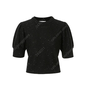 브라이드앤유 SHAINA Spangle round neck puff-sleeve knit (Black) 샤이나 스팽글 라운드넥 퍼프슬리브 니트 탑