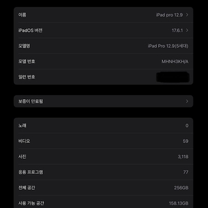 아이패드 프로 5세대 12.9 스페이스그레이 ( wifi / 256GB )