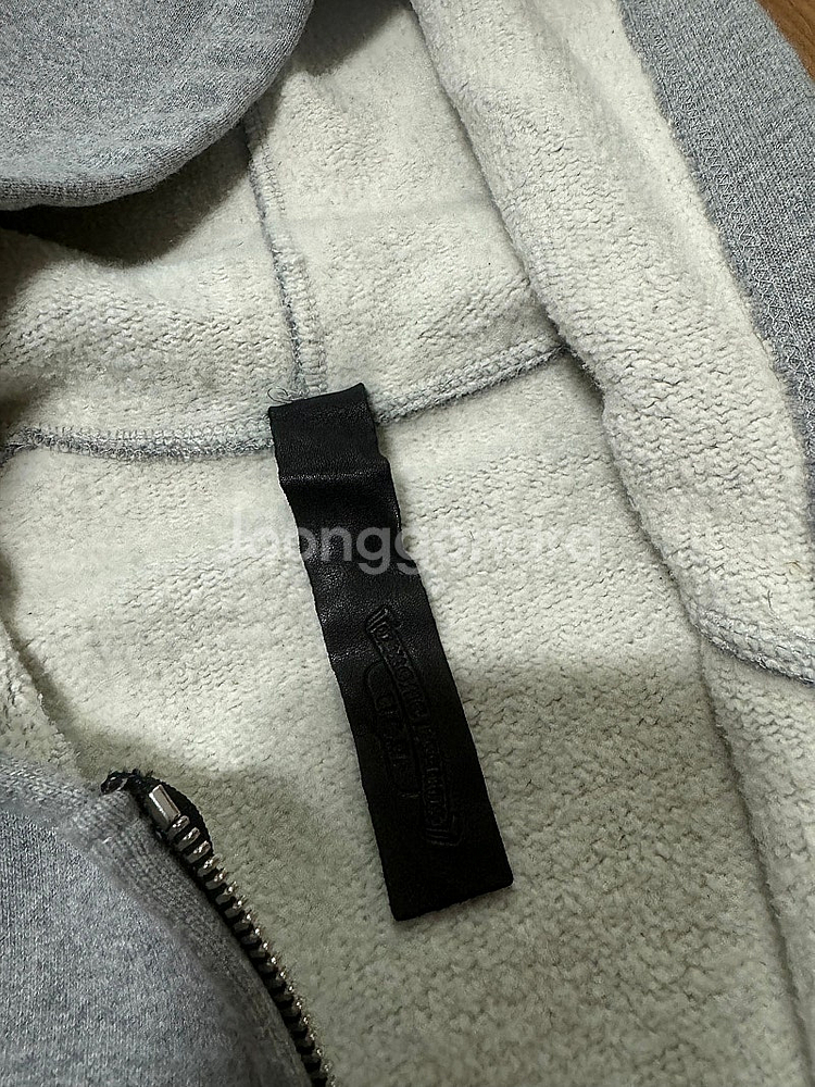 크롬하츠 페이퍼잼 레더패치 집업후드 그레이 XL--2