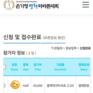 손기정마라톤 하프 양도합니다