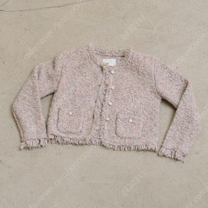 fletta 플레따 트위드 니트 자켓 핑크그레이 새제품 판매 Tweed Knit Jacket Pink Gray