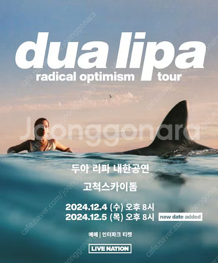 [원가이하]12/4 수요일 두아 리파 스탠딩P석 B구역...--1