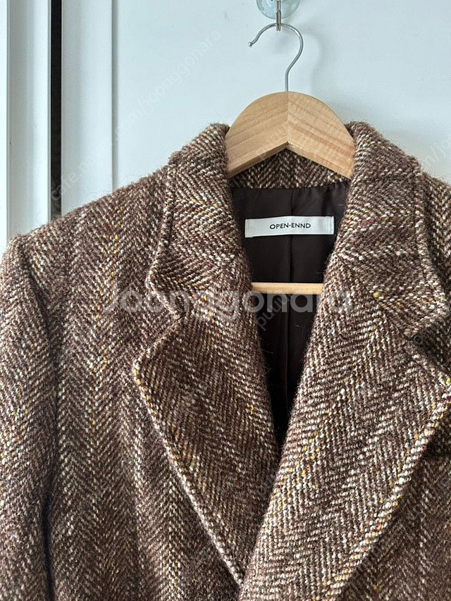 오픈엔드 알파카 모헤어 헤링본울자켓--1