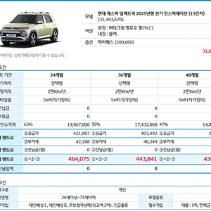 캐스퍼EV 장기렌트 24개월 특가 조건 승계