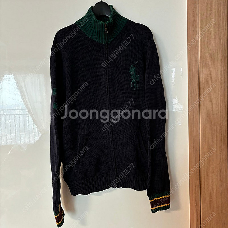 폴로 보이즈 빅포니 배색 니트집업 XL polo 가디건...--0