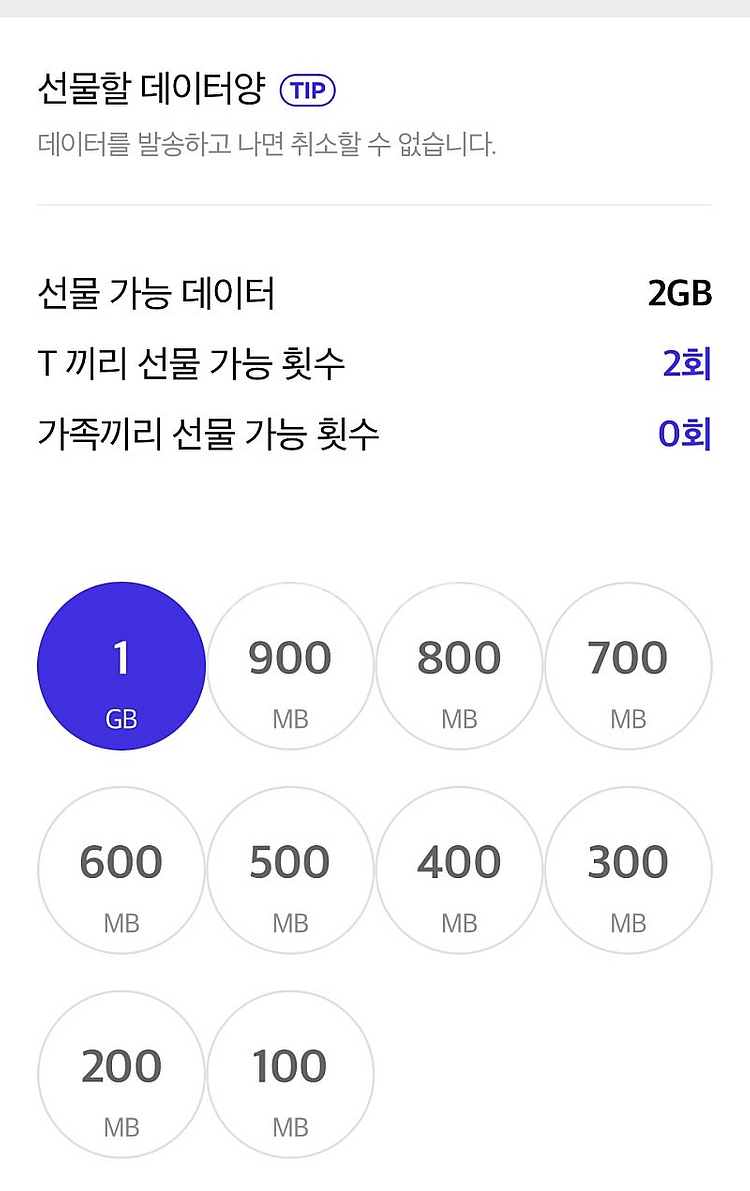 SK T끼리 데이터 2GB 판매합니다.--0