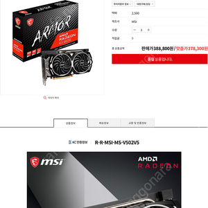 MSI RX6600 아머 8GB