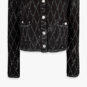 (미시착 새상품) 마이아이코 시퀀 다이아 네트자켓 가디건 블랙 myeyeko Sequin Dia Knit Jacket (BLACK)