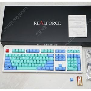 [기계식 키보드] RealForce 리얼포스 R3 45g 민트블루 저소음 APC 영문 풀사이즈 + 케이스 + 포인트키캡 + 덮개천