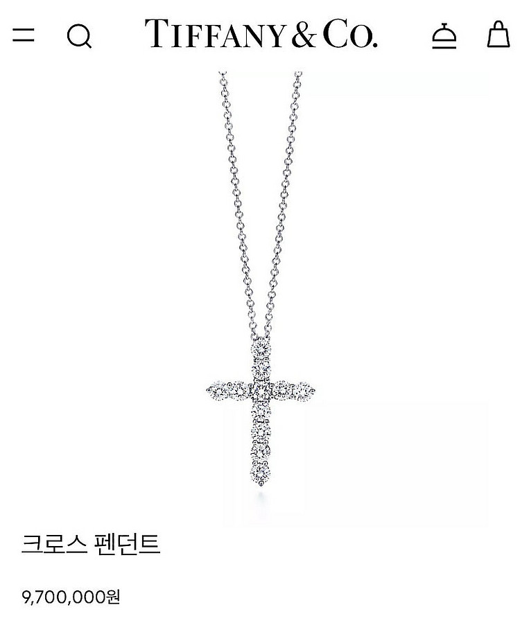티파니앤코 크로스팬던트 다이아 목걸이 미디움--0