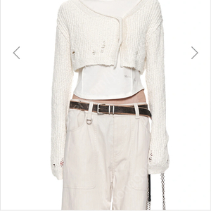 마뗑킴 BUTTON BOLERO KNIT CARDIGAN IN IVORY