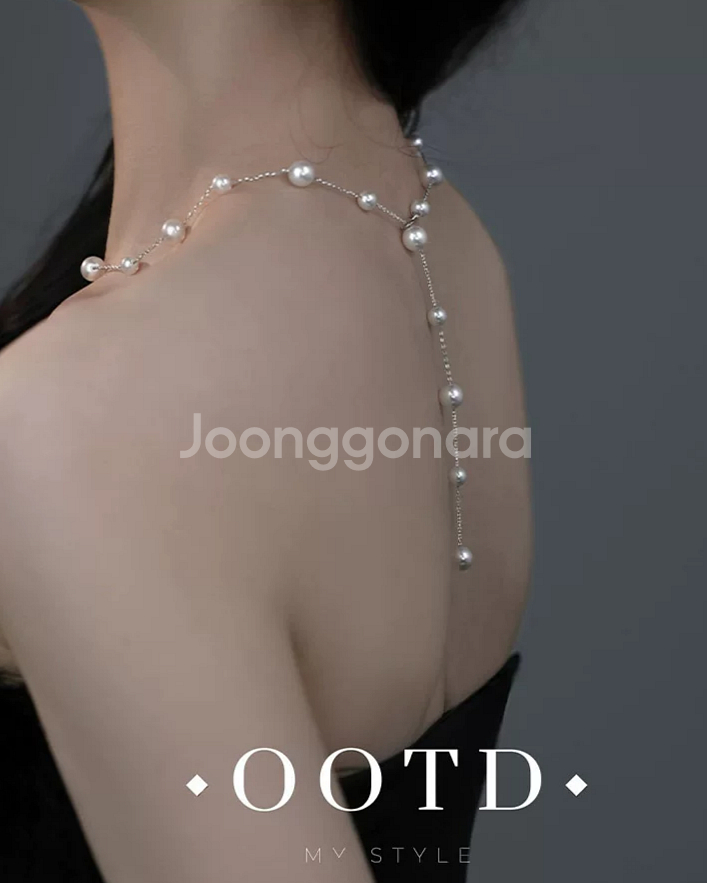 새상품)써지컬스틸 진주볼목걸이 길이조절 무알러지--0
