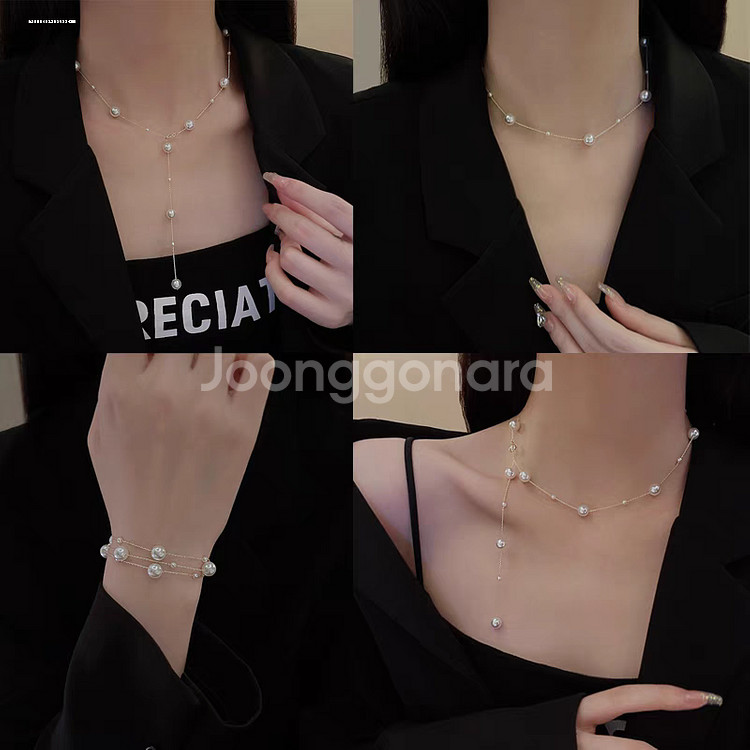 새상품)써지컬스틸 진주볼목걸이 길이조절 무알러지--8