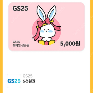 GS25 모바일 상품권 5000원권 -> 4500원 -> 5장 있습니다.