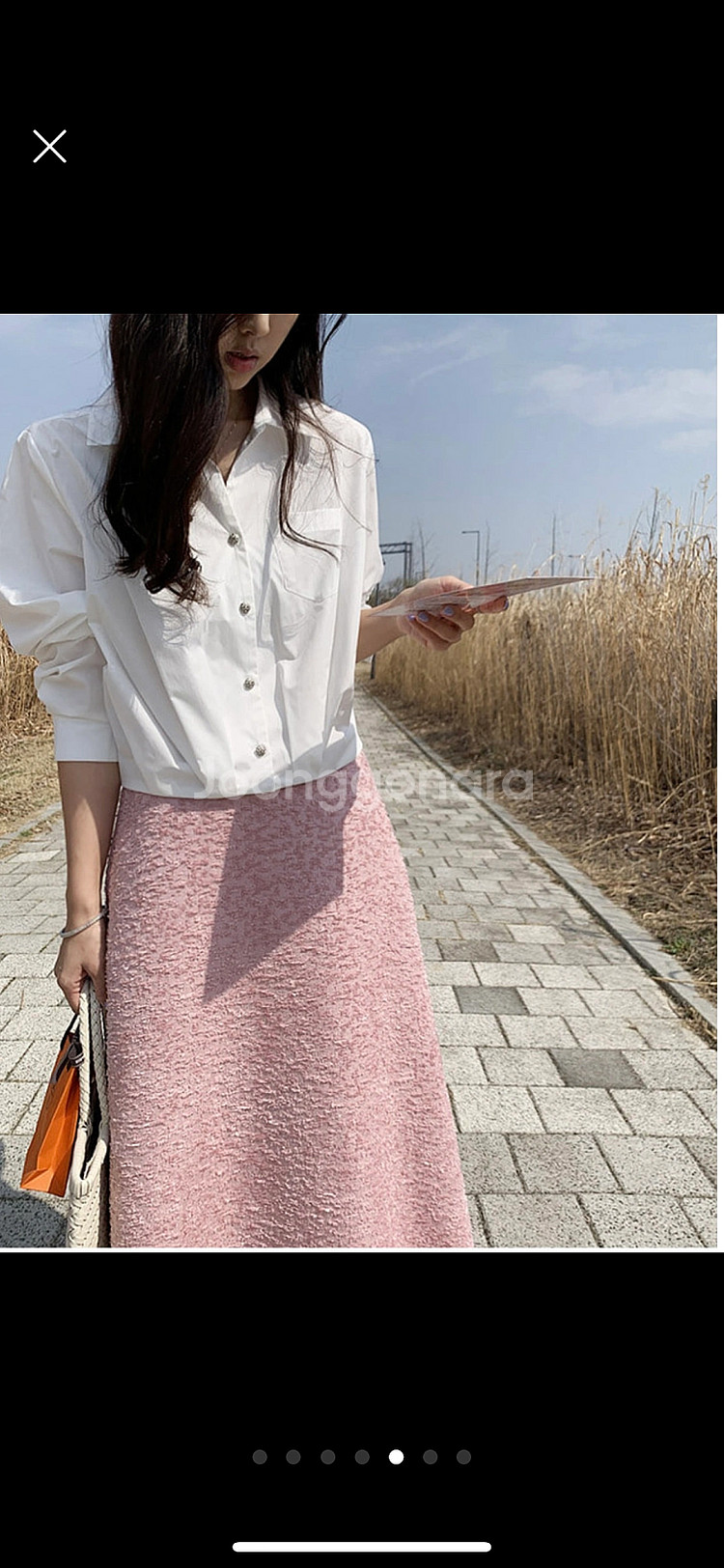 제이드몽 플레어 뒷밴딩 스커트(sk) 진핑크 롱치마--4