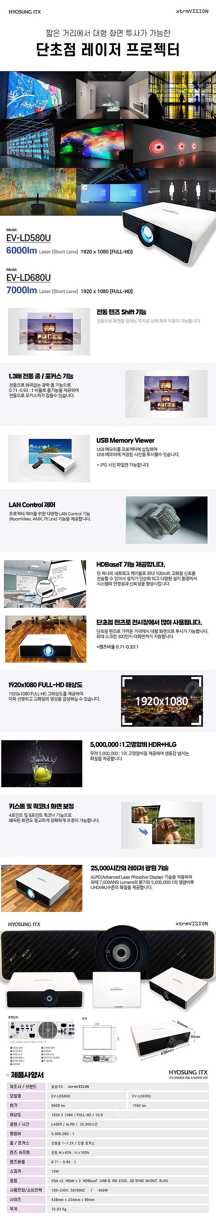 효성ITX EV-LD680U/WUXGA/7천안시 단촛점...--2