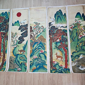 장생도 민화 10폭 낙질 일괄 140x40cm