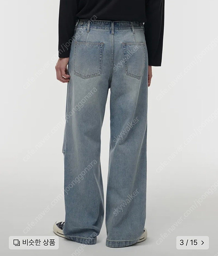 데님 파라슈트 팬츠 스카이 블루 무탠다드 무신사 스탠다드--2