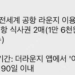 더라운지 전세계 공항 라운지 이용권 or 인천공항 식사권 2매