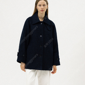 포레토 하프코트 네이비 Phoebe alpaca half coat (Navy)