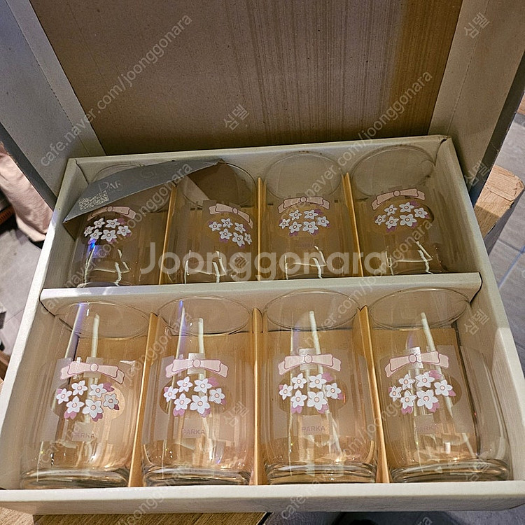 두산유리 파카글라스 레트로 리본컵 8개 세트 새제품--1