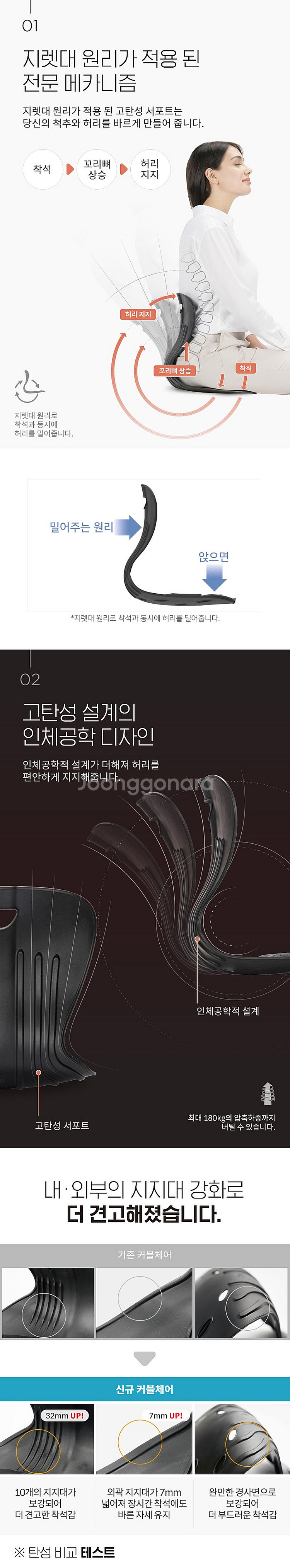 에이블루 커블체어 컴피 자세교정 의자 블랙--5