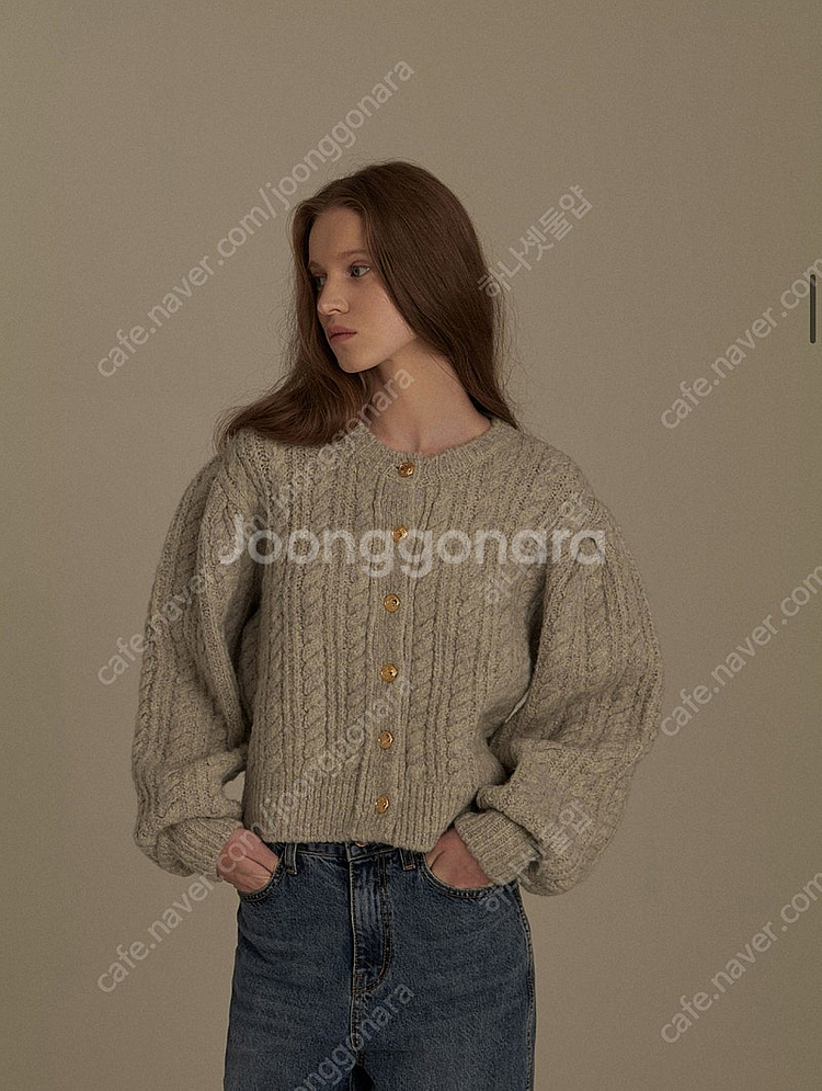 리볼드 볼륨 케이블 가디건 민트그레이 판매--1