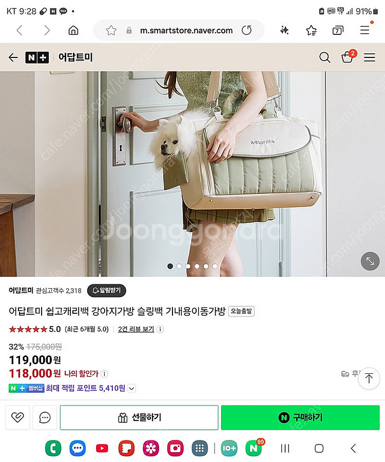 어답트미 쉽고캐리백 팝니다--0