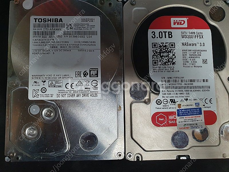 하드 3TB, 2TB, 1TB, 500GB 각각 팝니다...--0