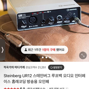Steinberg UR12 스테인버그 루프백 오디오 인터페이스 홈레코딩 방송용 오인페+마이크