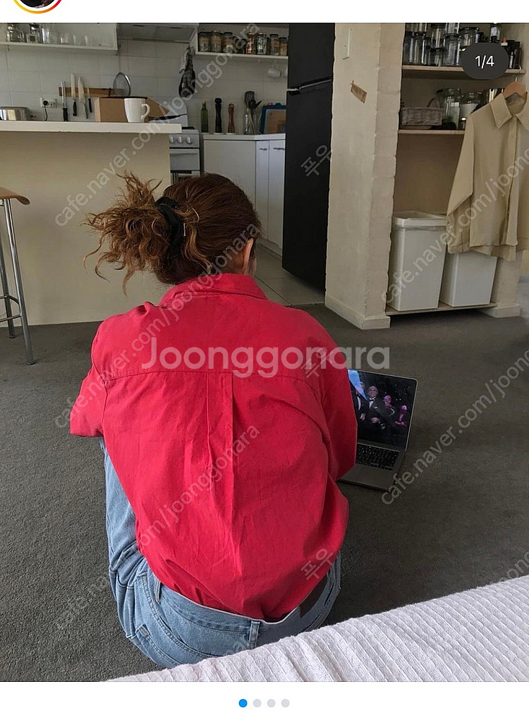 포플린 로고 셔츠 레드 poplin logo shirt...--0