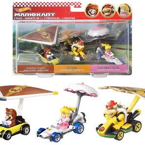 [핫휠] Hot Wheels 마리오 카트 글라이더스 3-Pack Tanooki Mario, Princess Peach and Bowser