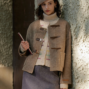 르니나 울 버클 자켓 코트 AILISH wool buckle handmade jacket_mocha beige lenina