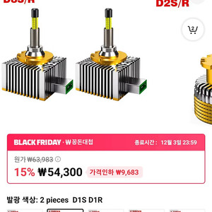 자동차 헤드램프 벌브(360도 LED D1S 타입 (2pleces))