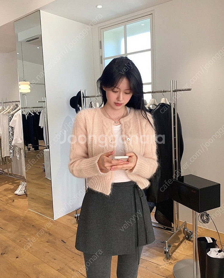르플레인 키드모헤어 가디건+키코 랩 팬츠스커트s--0
