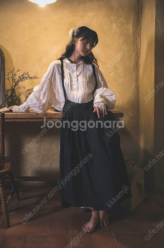 잼머,젬머, 잼머의 집 브리튼 멜빵 스커트 빈티지블랙컬...--1