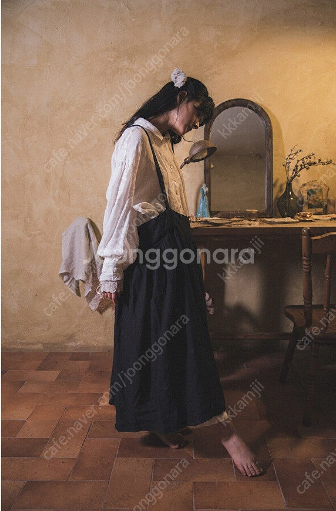 잼머,젬머, 잼머의 집 브리튼 멜빵 스커트 빈티지블랙컬...--2