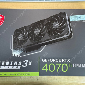 [미개봉] MSI 지포스 RTX 4070 Ti SUPER 벤투스 3X 블랙 OC D6X 16GB