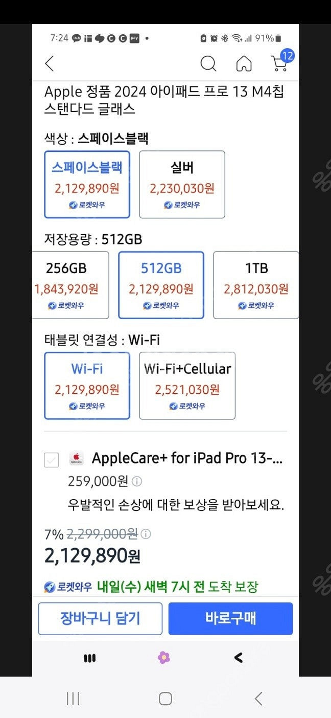 미개봉 아이패드 프로 13 M4칩 스탠다드 글래스 Wi...--0