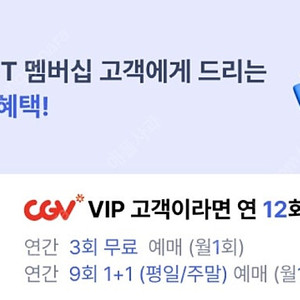 CGV 영화 관람권 7500원 (SKT VIP)