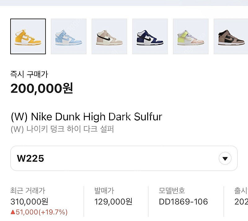 나이키 덩크 하이 다크 설퍼 225 실착 1회--4