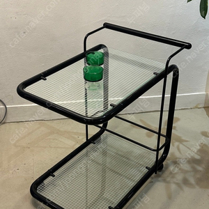 빈티지 블랙 포스트모던 서빙 트롤리 1980s BLACK POSTMODERN SERVING TROLLEY WITH QUADERA PATTERN 1980S