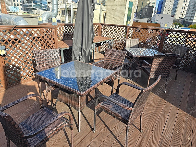 라탄야외테이블세트 야외용 테라스 정원 카페 A타입 2EA--0