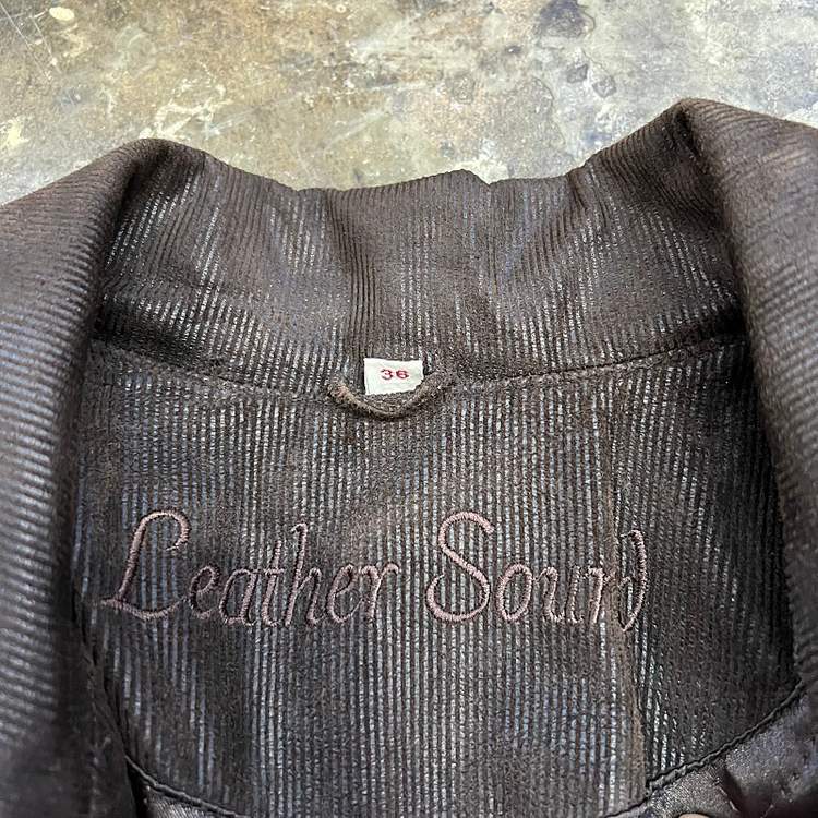 36) 레더사운드 스웨이드 리얼레더 가죽 누빔패딩코트 자켓 이미지