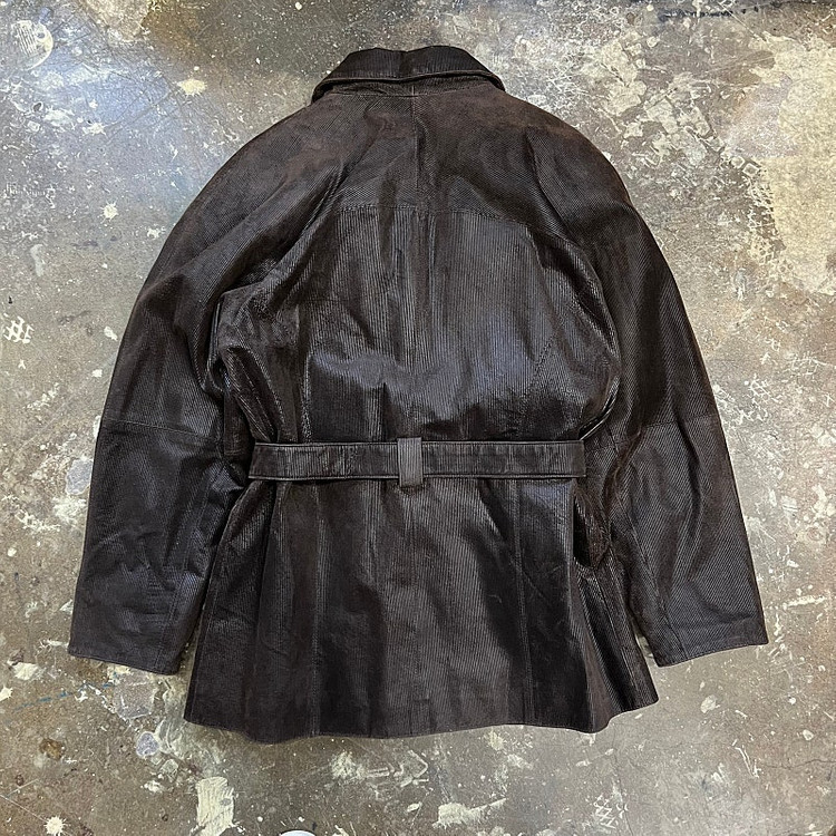 36) 레더사운드 스웨이드 리얼레더 가죽 누빔패딩코트 자켓 이미지